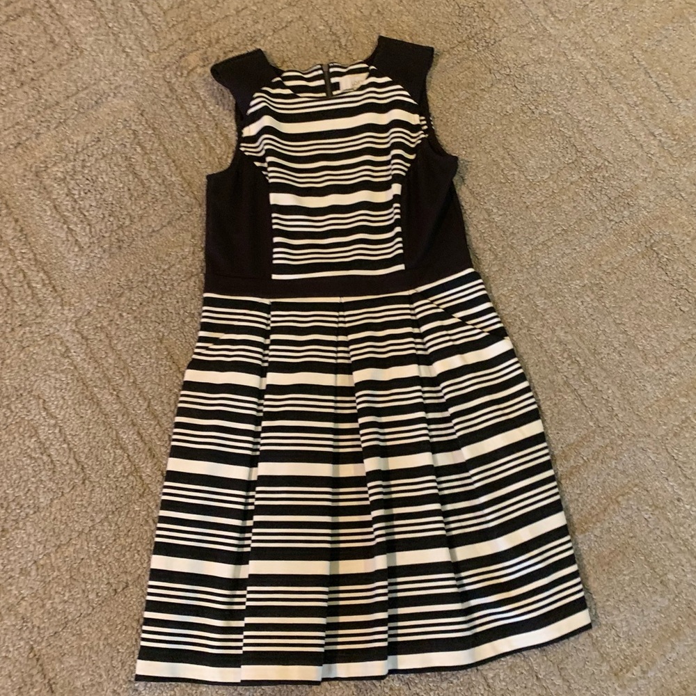 Ann Taylor black and white stripe dress